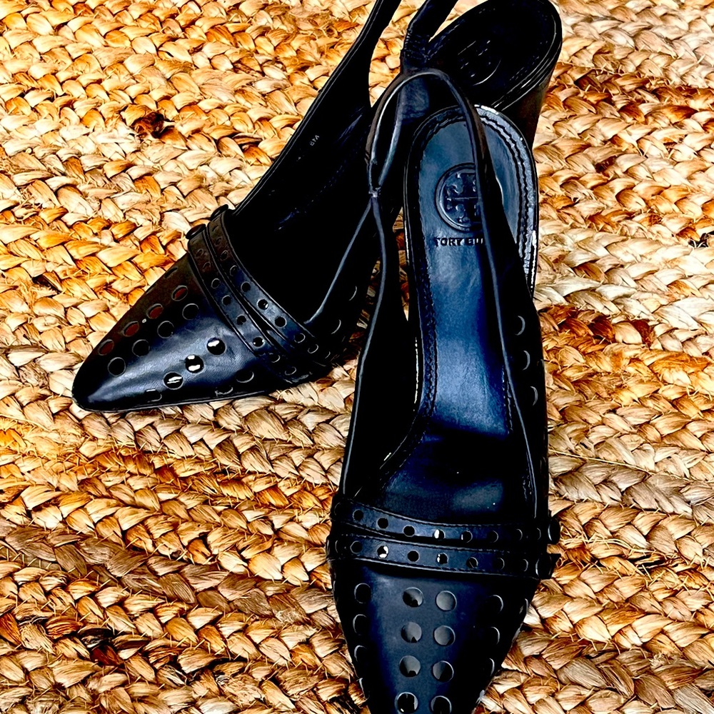 Tory Burch Navy Blue Sling Back Heels